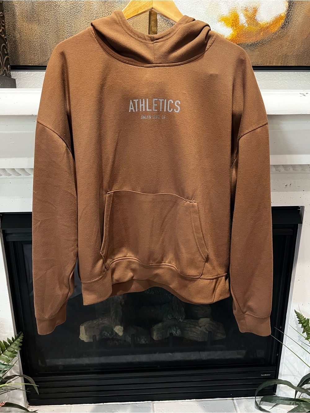 Athletics Brown Pullover Hoodie - Men's Casual Sweatshirt